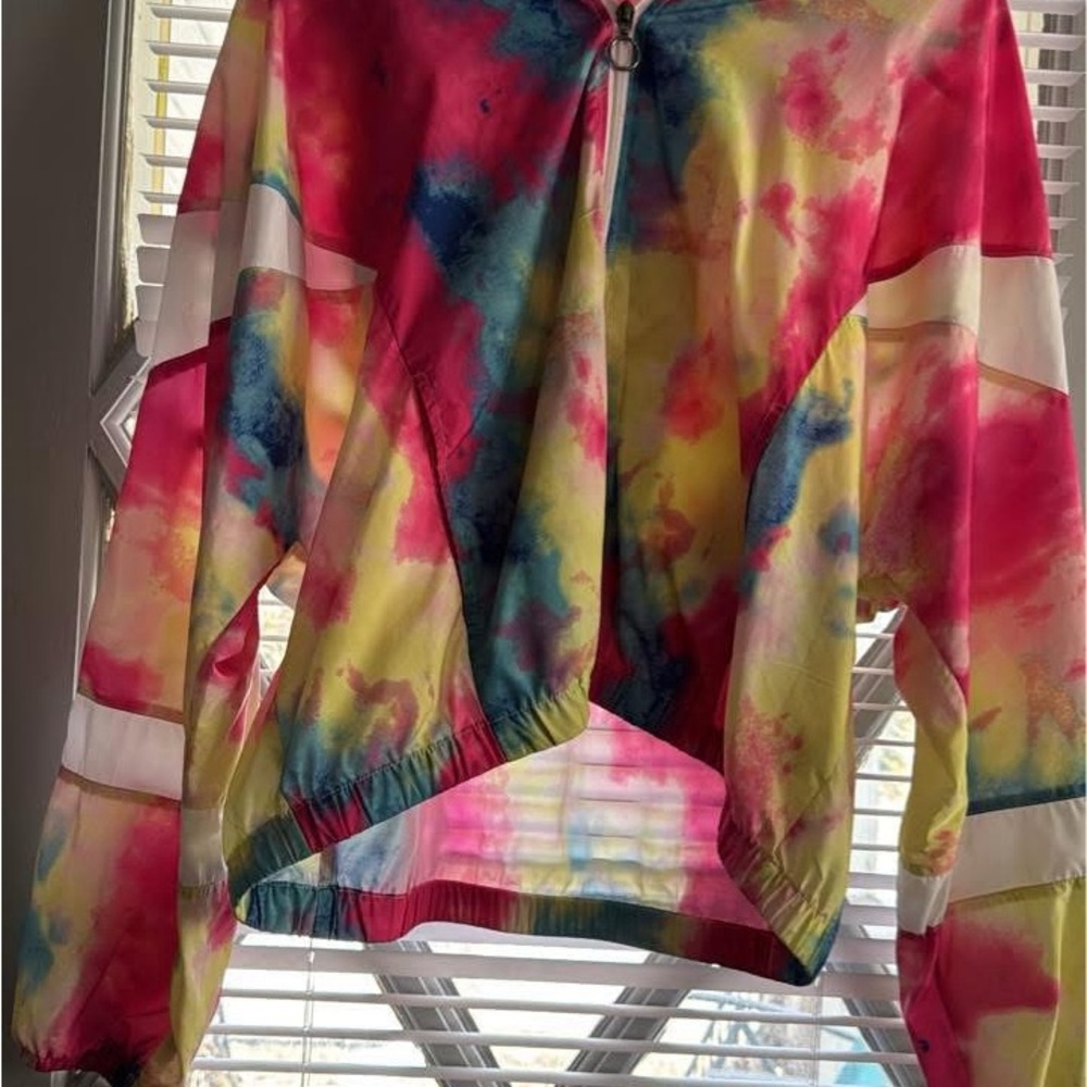 Colorful Tie-Dye Windbreaker Jacket